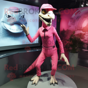 Pink Velociraptor maskot...