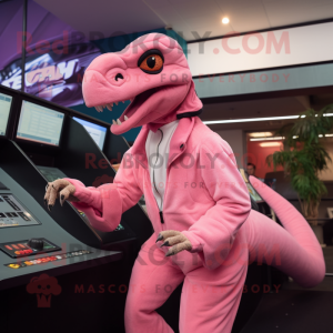 Pink Velociraptor maskot...