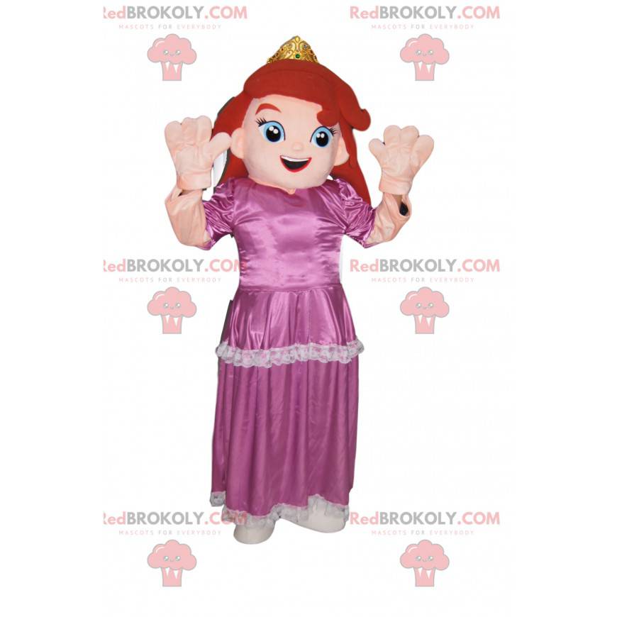 Princesa mascote com um vestido rosa. Traje de princesa. -