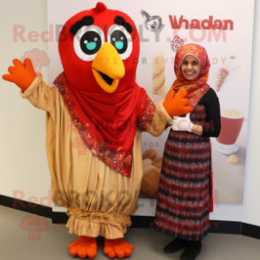nan Tandoori Chicken mascot costume character dressed with a Midi Dress and Shawl pins