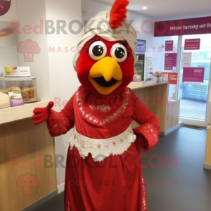 nan Tandoori Chicken mascot costume character dressed with a Midi Dress and Shawl pins