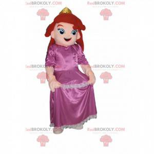Princesa mascote com um vestido rosa. Traje de princesa. -