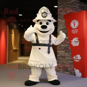 Cream Fire Fighter maskot...