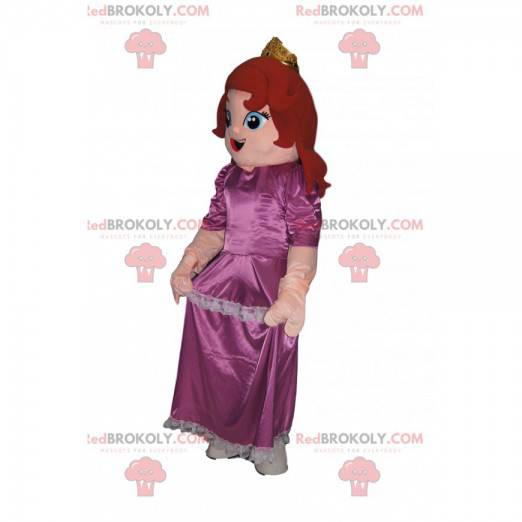 Prinsesse maskot med en lyserød kjole. Prinsesse kostume. -