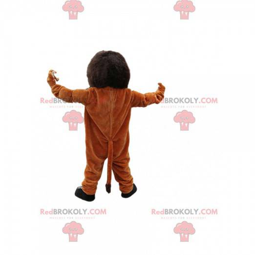 Mascotte leone marrone molto sorridente. Costume da leone -