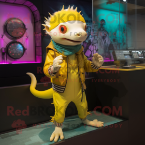 Geel Axolotls mascotte...