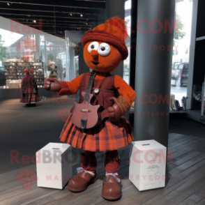 Rust Bagpipe mascot costume character dressed with a A-Line Dress and Handbags