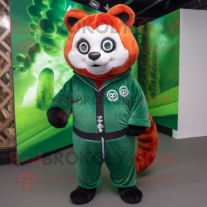 Groen Rood Panda mascotte...