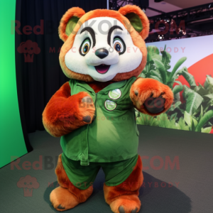 Groen Rood Panda mascotte...