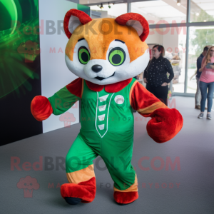 Grønn rød panda maskot...