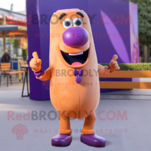 Paars Hot Dog mascotte...