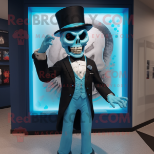 Cyan Undead mascot costume character dressed with a Tuxedo and Wraps