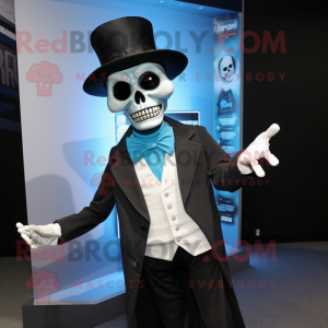 Cyan Undead mascot costume character dressed with a Tuxedo and Wraps