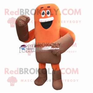 Rust Boxing Glove mascot costume character dressed with a Tank Top and Clutch bags