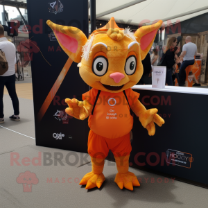 Orange Gargoyle mascot costume character dressed with a Playsuit and Keychains