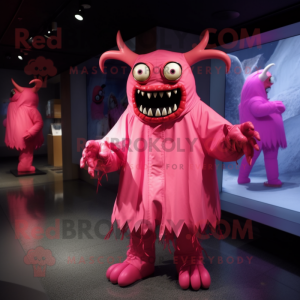 Rosa Demon maskot kostym...