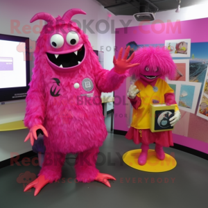 Pink Dæmon maskot kostume...