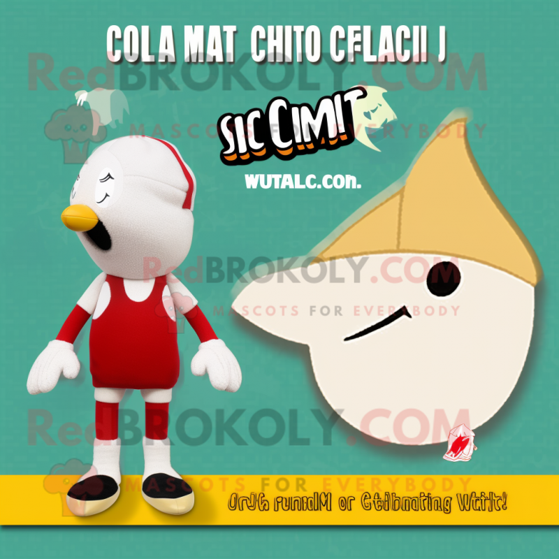 Cream Gull mascot costume character dressed with a Bikini and Caps Cream Gull mascot costume character dressed with a Bikini and Caps