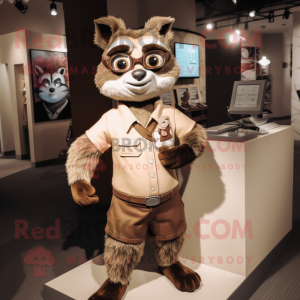 Tan Raccoon maskot kostym...