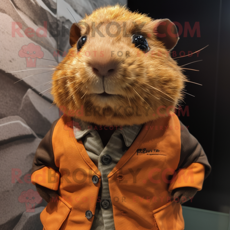 Rust Guinea Pig mascot costume character dressed with a Waistcoat and Eyeglasses Rust Guinea Pig mascot costume character dressed with a Waistcoat and Eyeglasses