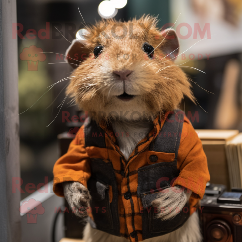 Rust Guinea Pig mascot costume character dressed with a Waistcoat and Eyeglasses Rust Guinea Pig mascot costume character dressed with a Waistcoat and Eyeglasses