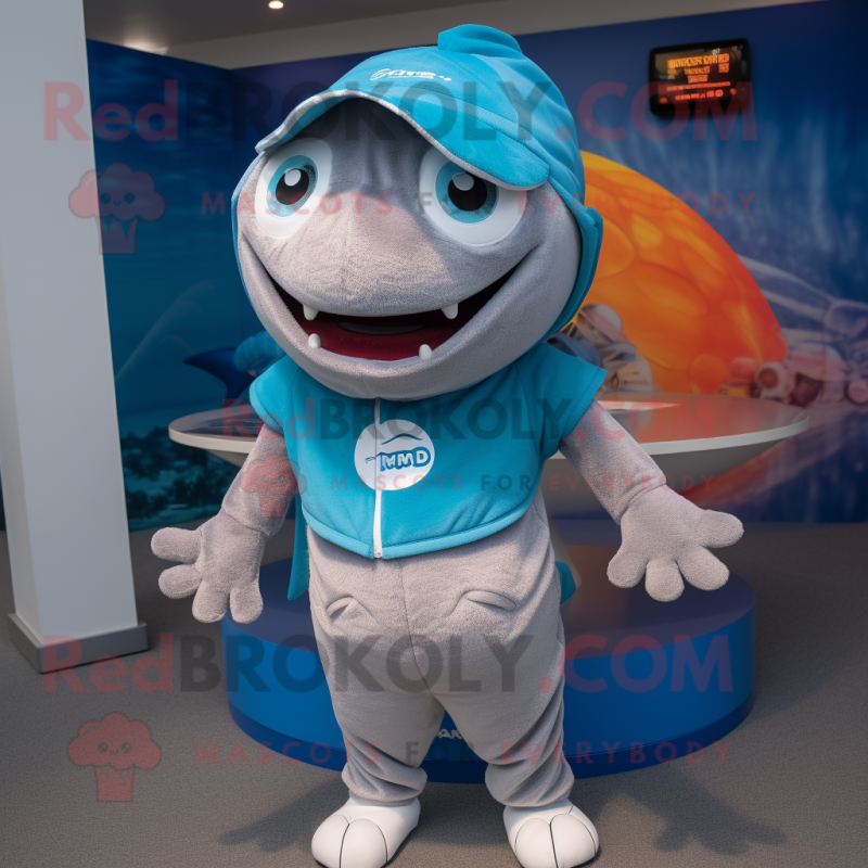 nan Barracuda mascot costume character dressed with a One-Piece Swimsuit and Beanies nan Barracuda mascot costume character dressed with a One-Piece Swimsuit and Beanies