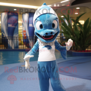nan Barracuda mascot costume character dressed with a One-Piece Swimsuit and Beanies