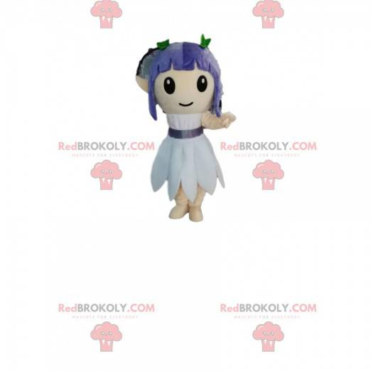 Maskottchen Mädchen mit lila Haaren. - Redbrokoly.com