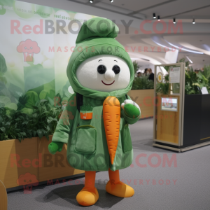 Green Carrot mascot costume character dressed with a Parka and Briefcases