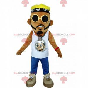 Mascotte d'homme au style urbain avec des lunettes de soleil -