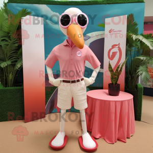 Cream Flamingo maskot...