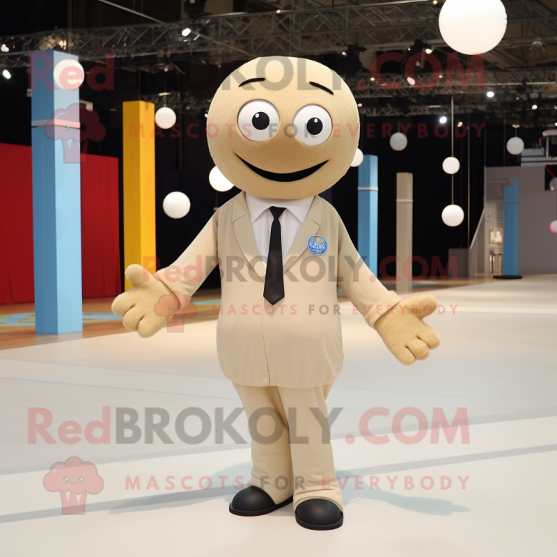 Beige Volleyball Ball mascot costume character dressed with a Suit Jacket and Necklaces