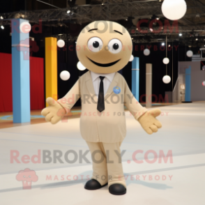 Beige Volleyball Ball mascot costume character dressed with a Suit Jacket and Necklaces