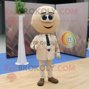 Beige Volleyball Ball mascot costume character dressed with a Suit Jacket and Necklaces