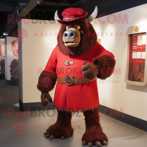 Rød Minotaur maskot kostume...