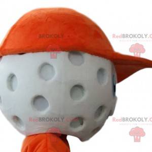 Golfbal mascotte hoofd met oranje dop. - Redbrokoly.com