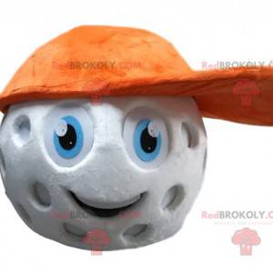 Golfbal mascotte hoofd met oranje dop. - Redbrokoly.com