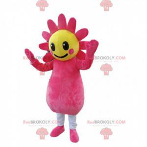 Mascotte de fleur fushia et jaune. Costume de fleur -