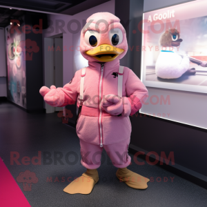 Pink Goose maskot kostume...