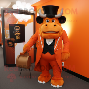 Orange bison maskot kostym...