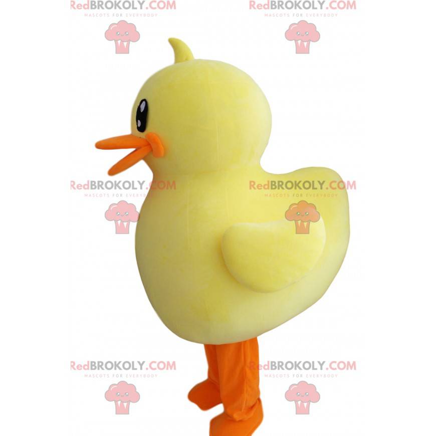 Velmi usměvavý žlutý kuřátko maskot. Kočičí kostým - Velmi usměvavý žlutý kuřátko maskot. Kočičí kostým -