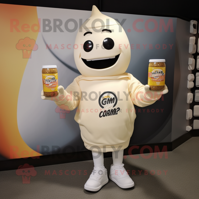 Cream Grenade mascot costume character dressed with a Sweatshirt and Headbands