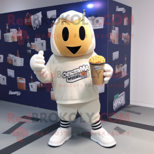 Cream Grenade mascot costume character dressed with a Sweatshirt and Headbands