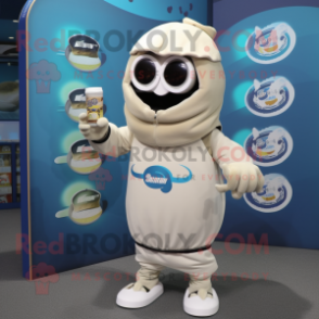 Cream Grenade mascot costume character dressed with a Sweatshirt and Headbands