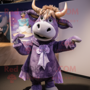 Lavendel Yak maskot kostume...