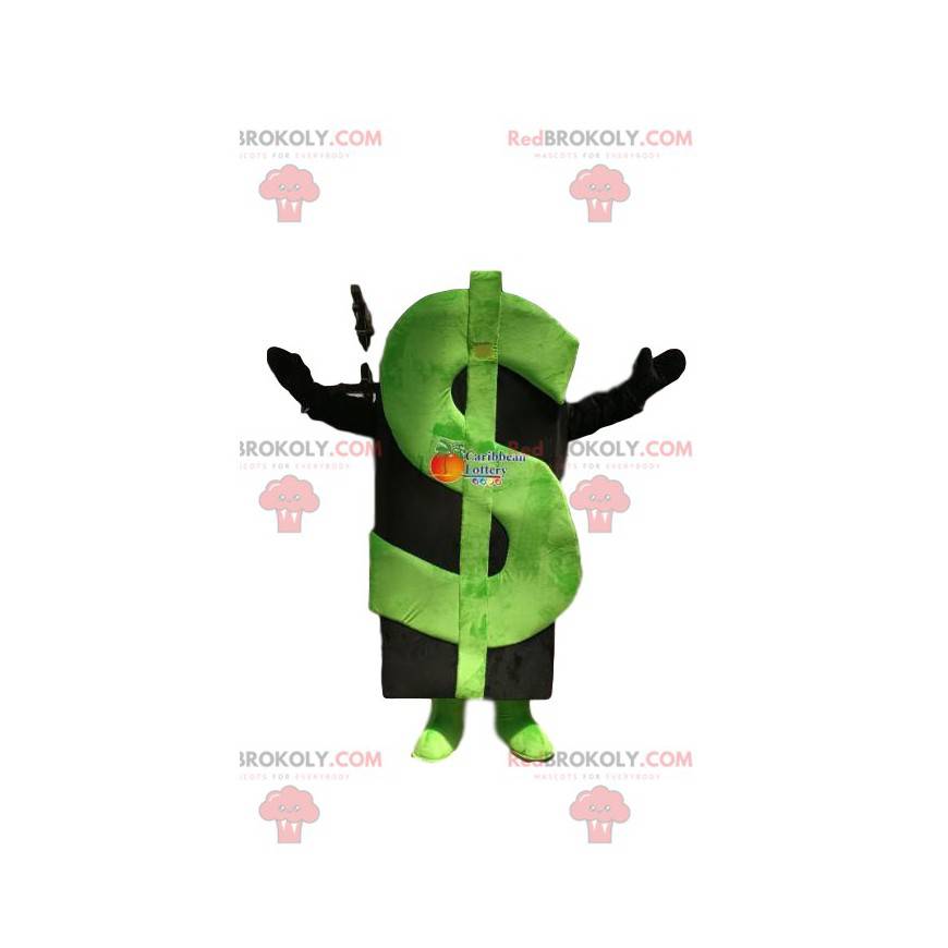 Mascotte groene dollar. Groen dollarpak - Redbrokoly.com