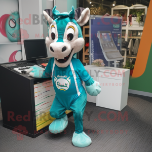 Teal Okapi mascotte kostuum...