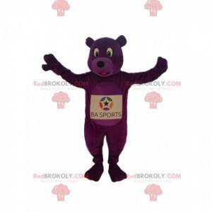 Mascota entusiasta del oso púrpura. Disfraz de oso morado -