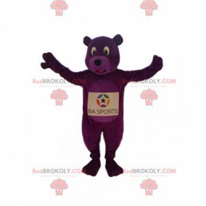 Mascotte d'ours violet enthousiaste. Costume d'ours violet -