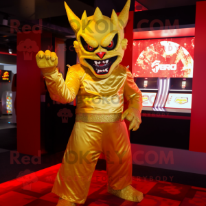 Gold Demon maskot drakt...